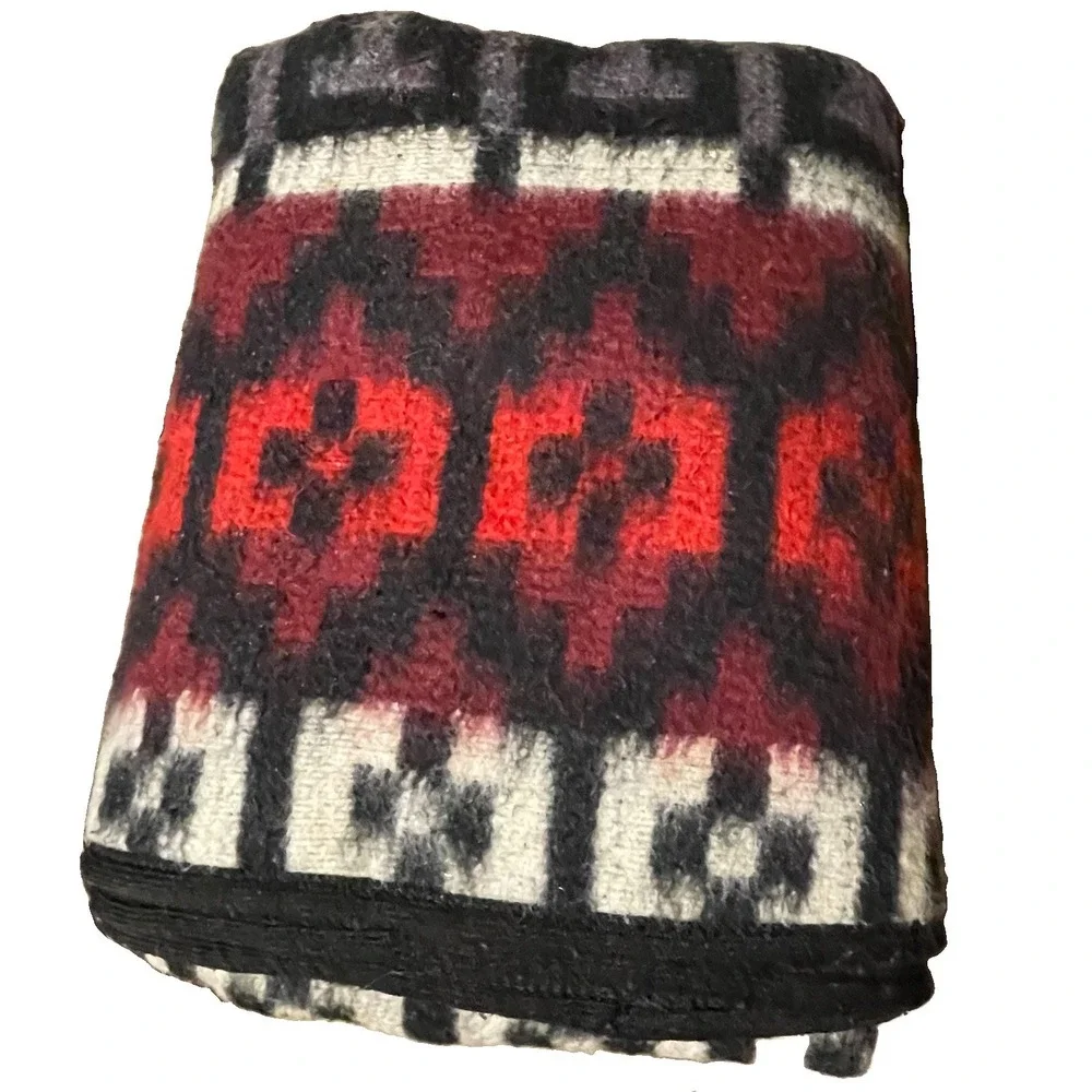 Vtg. MOLINA Indian Drawing Blanket Made In Mexico Aztec Southwestern 66